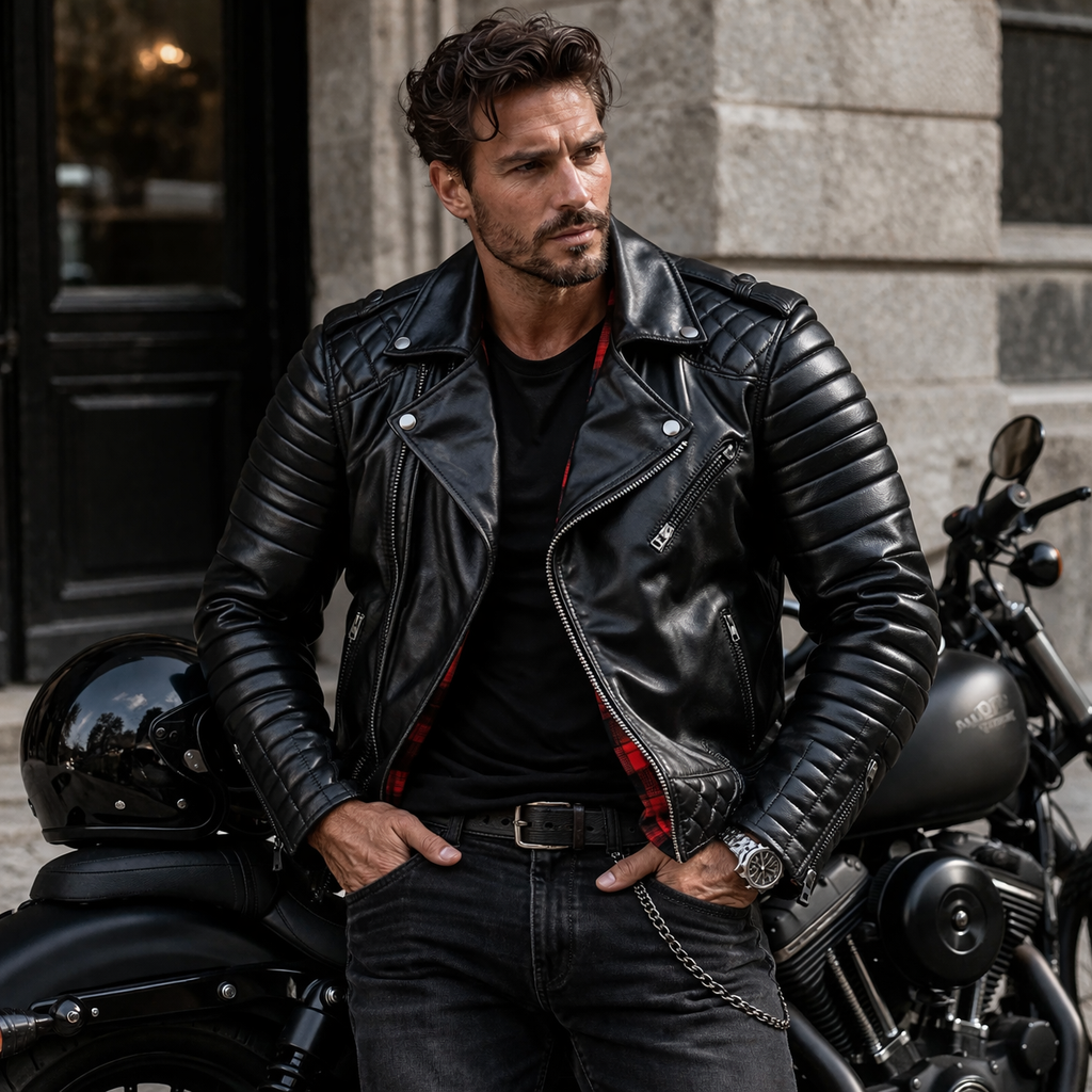 2fff80f6-c41d-49f1-b056-d798f9bdce2b ObsidianEdge™ Midnight Perfecto Leather Jacket - Image 1