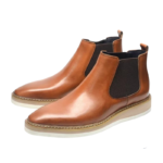 WINDSOR FLEW™ Genuine Cow Leather Chelsea Ankle Boots – British Style Slip-On Elastic Casual Dress Boots for Men