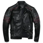IRONSKULL™ Genuine Cowhide Embroidered Motorcycle Leather Jacket – Slim Fit Men's Biker Coat (S-6XL) - Image 2